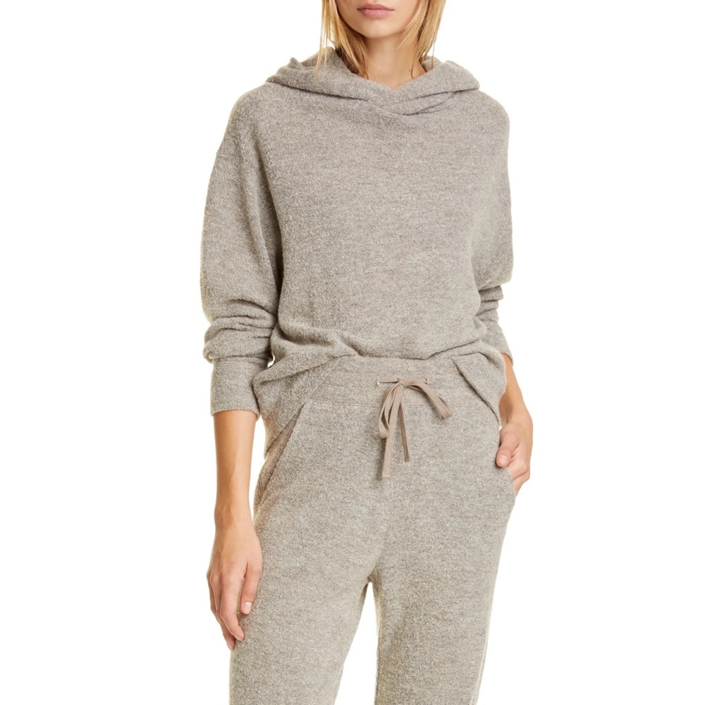 NWT ✨VINCE✨ Textured Hooded Sweater In Heather Moonstone Sz Small